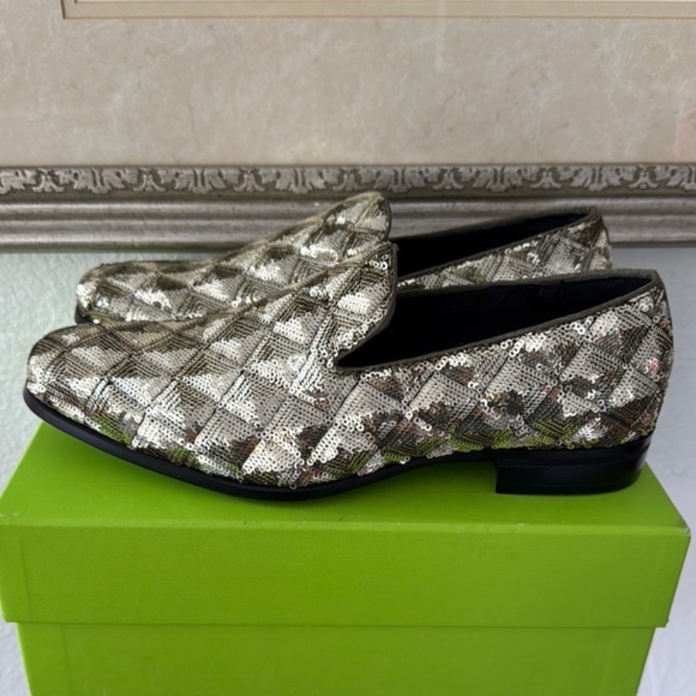 Stacy Adams Silver Oxfords with Metallic Weave